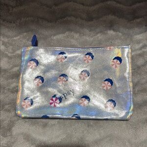 Ipsy Silver Cosmetic Bag with Umbrella Print